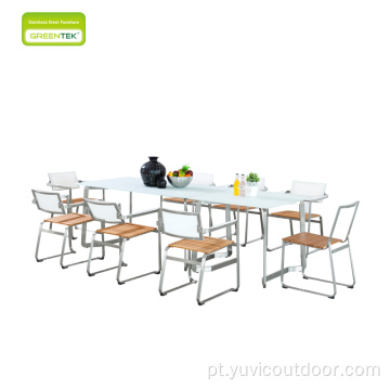 Conjunto de mesa de jantar de backrest ajustável Mobiliário de exterior